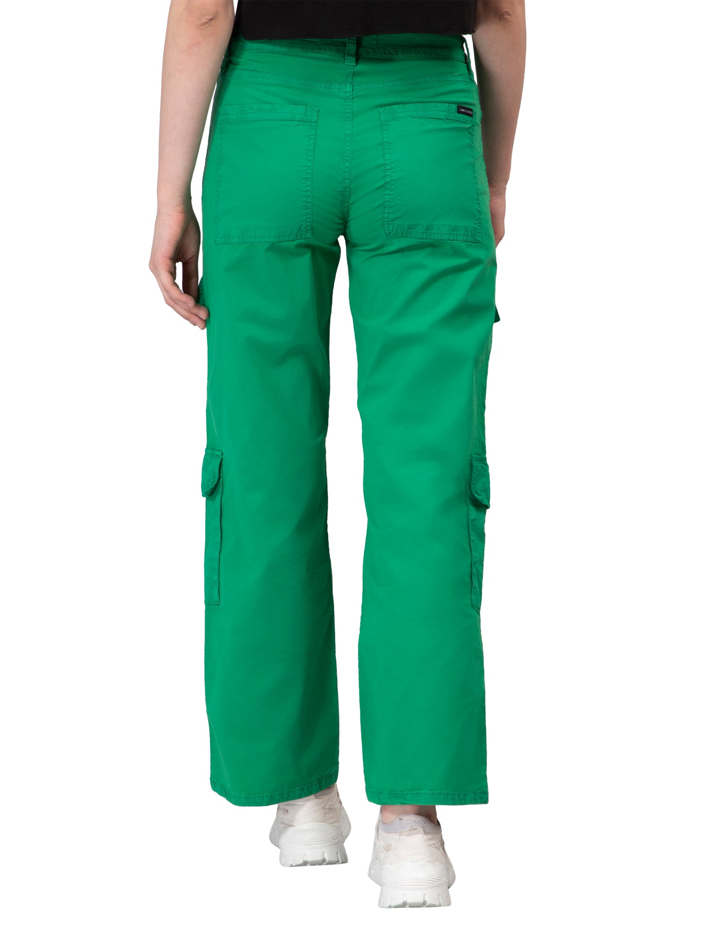 NUEVOSDAMAS Women Cotton Denim Solid Green Trouser