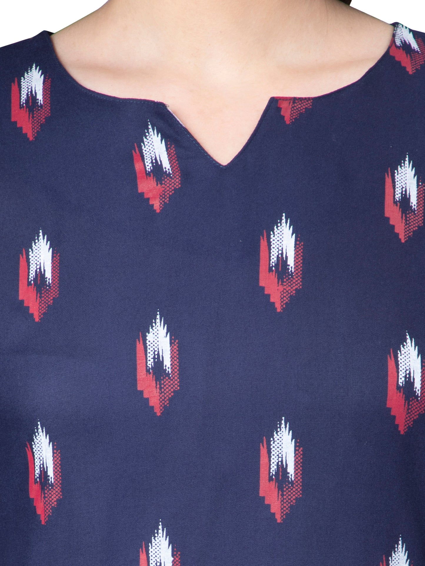 NUEVOSDAMAS Women Ikat Printed Rayon Blue Kurti