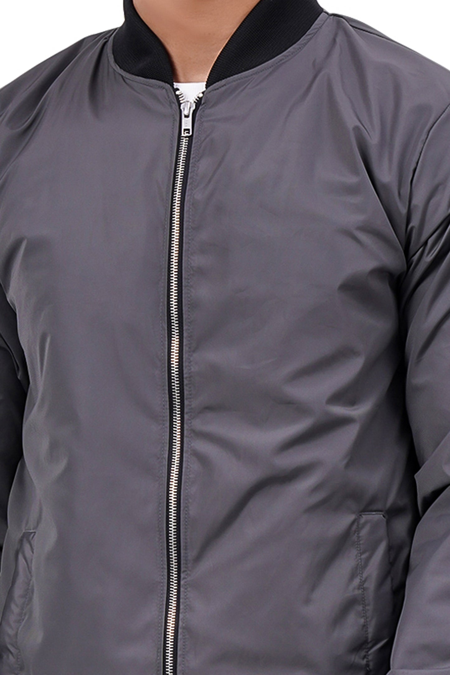 NUEVOSPORTA Men's Winter Solid Windcheater jacket | Full Sleeve Stand Collar Men's Jacket_Grey