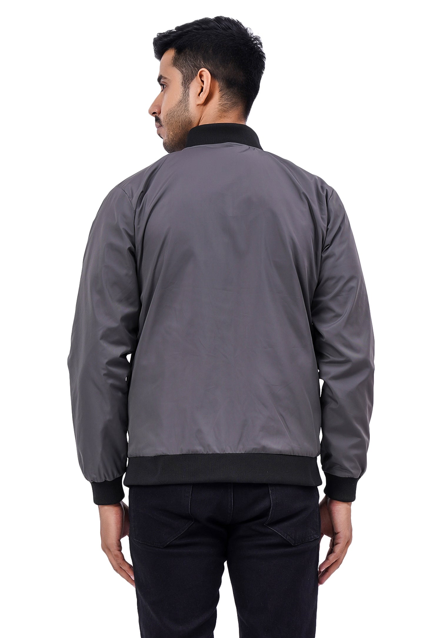 NUEVOSPORTA Men's Winter Solid Windcheater jacket | Full Sleeve Stand Collar Men's Jacket_Grey