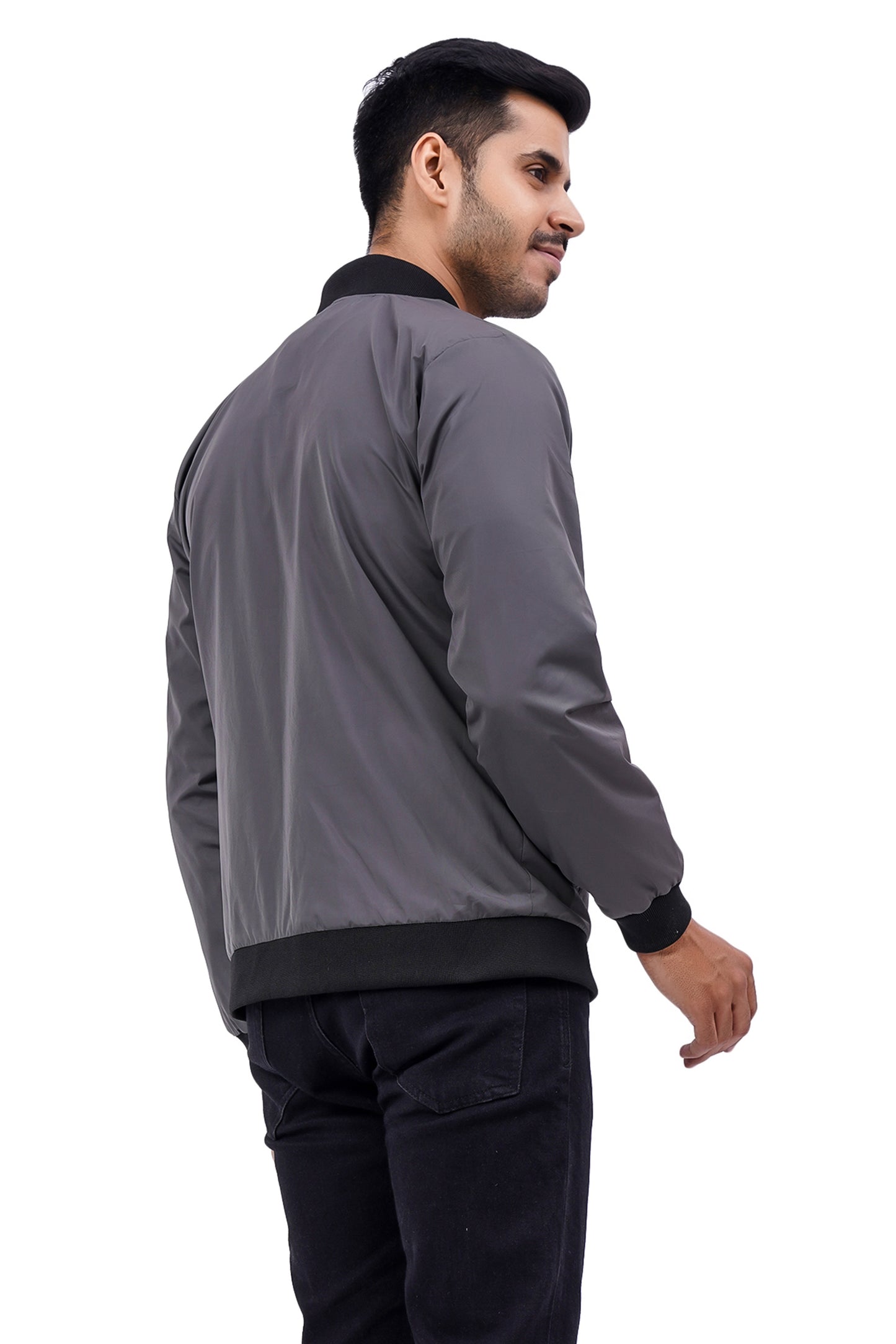 NUEVOSPORTA Men's Winter Solid Windcheater jacket | Full Sleeve Stand Collar Men's Jacket_Grey