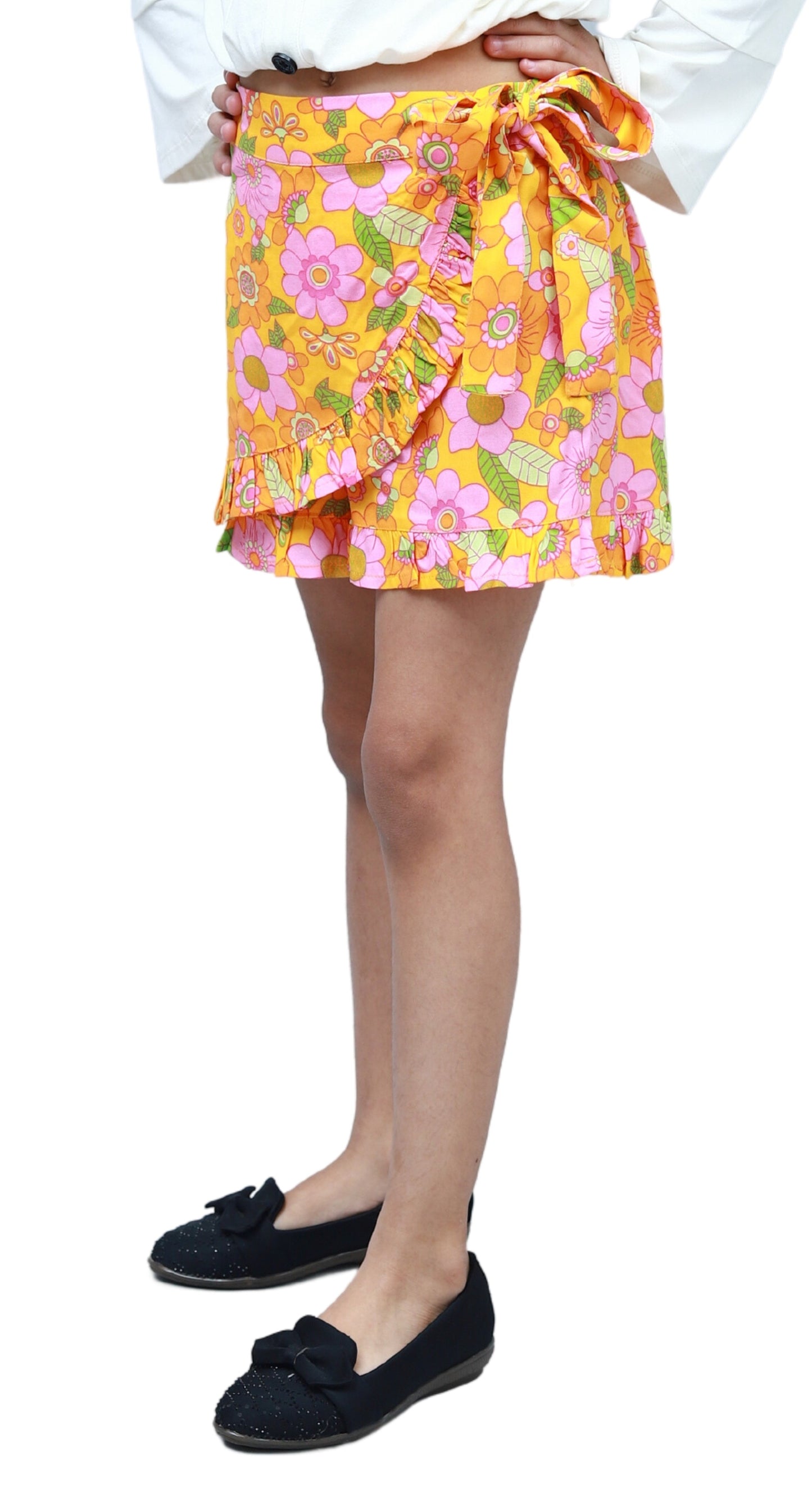NUEVOSKIDDOS Kids' Multicolour Floral Printed Rayon Wrap Shorts for Playful Adventures