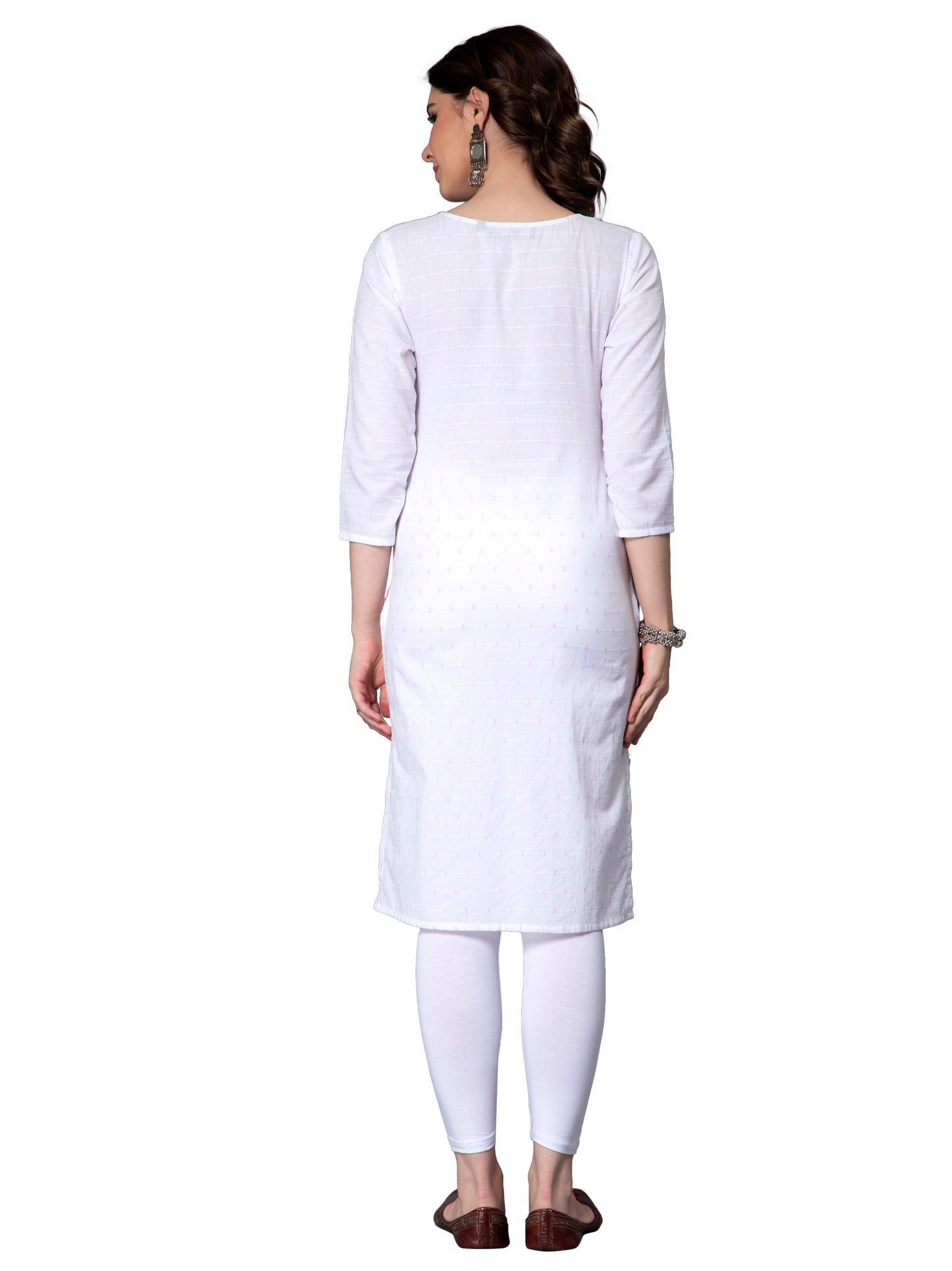 NUEVOSDAMAS Women Cotton Dobby White Kurti