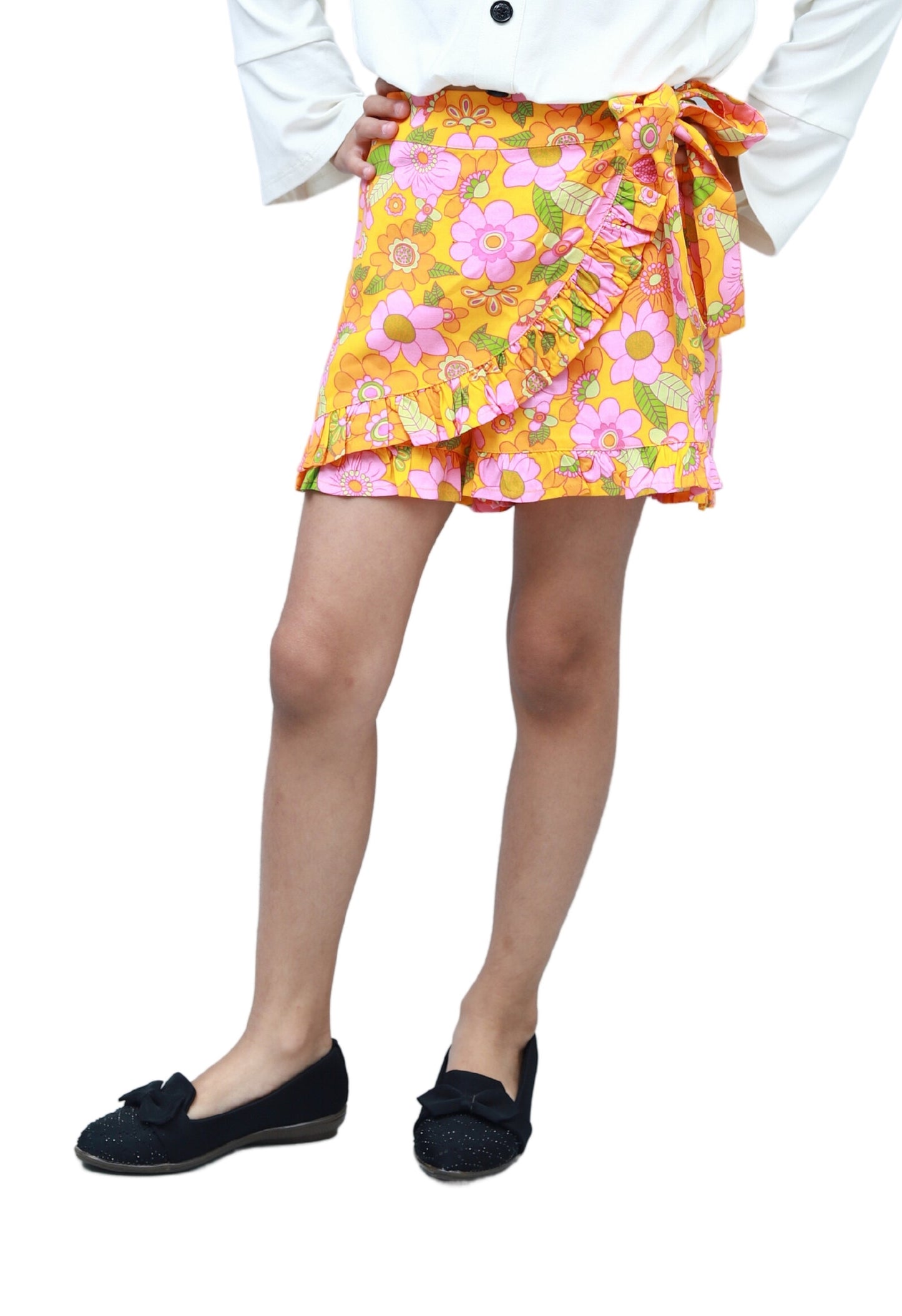 NUEVOSKIDDOS Kids' Multicolour Floral Printed Rayon Wrap Shorts for Playful Adventures