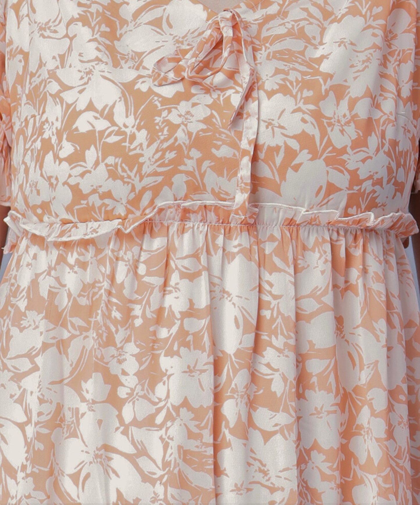 NUEVOSDAMAS Women Floral Printed Fit & FlareOrange Midi Dress