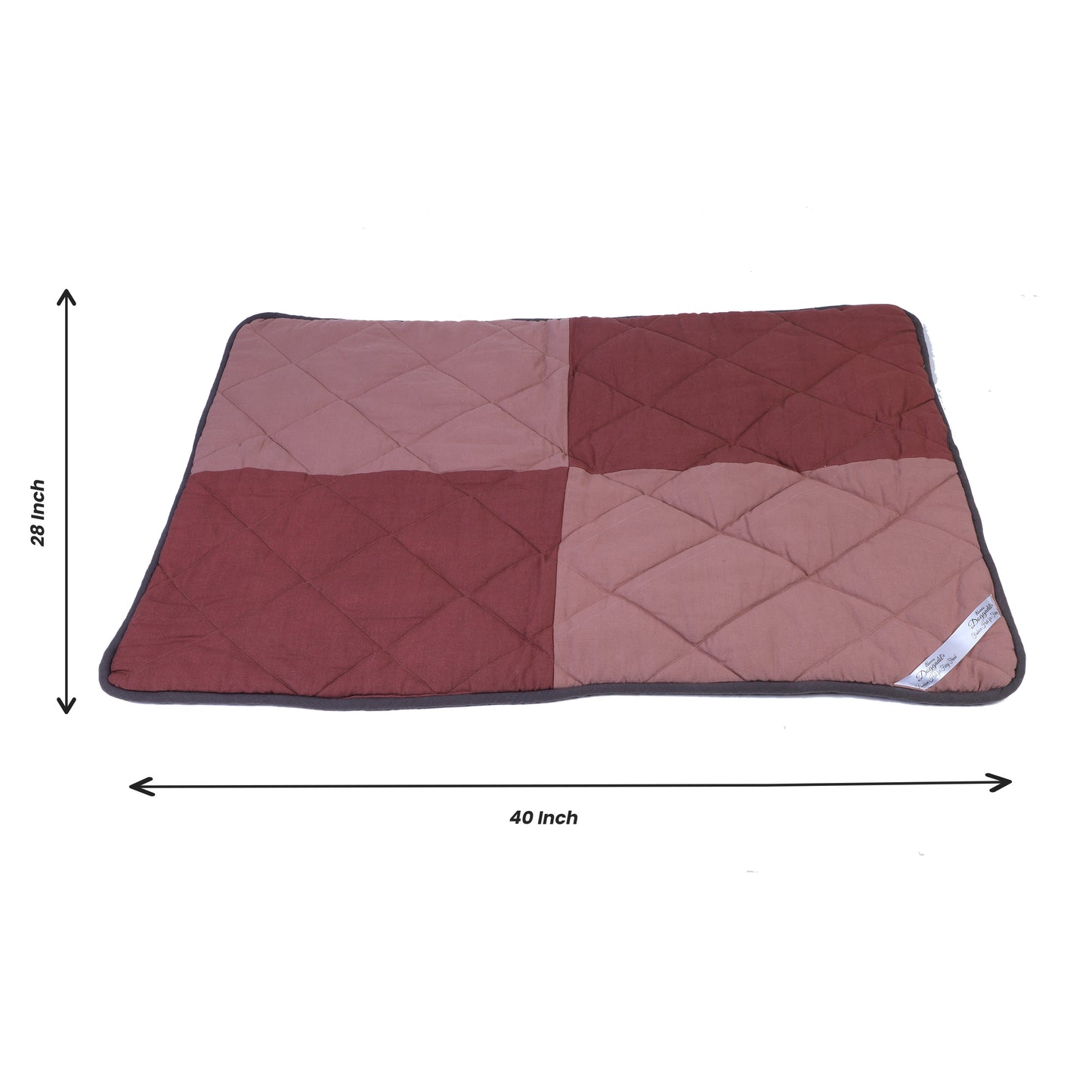 NUEVOS DOGGADIL Cotton Canvas Color Blocked Rectangle Pet Bed Mattress | Washable Padded Pet Bed| Light Weighted Dog Flat Mat Mauve/Dark Mauve