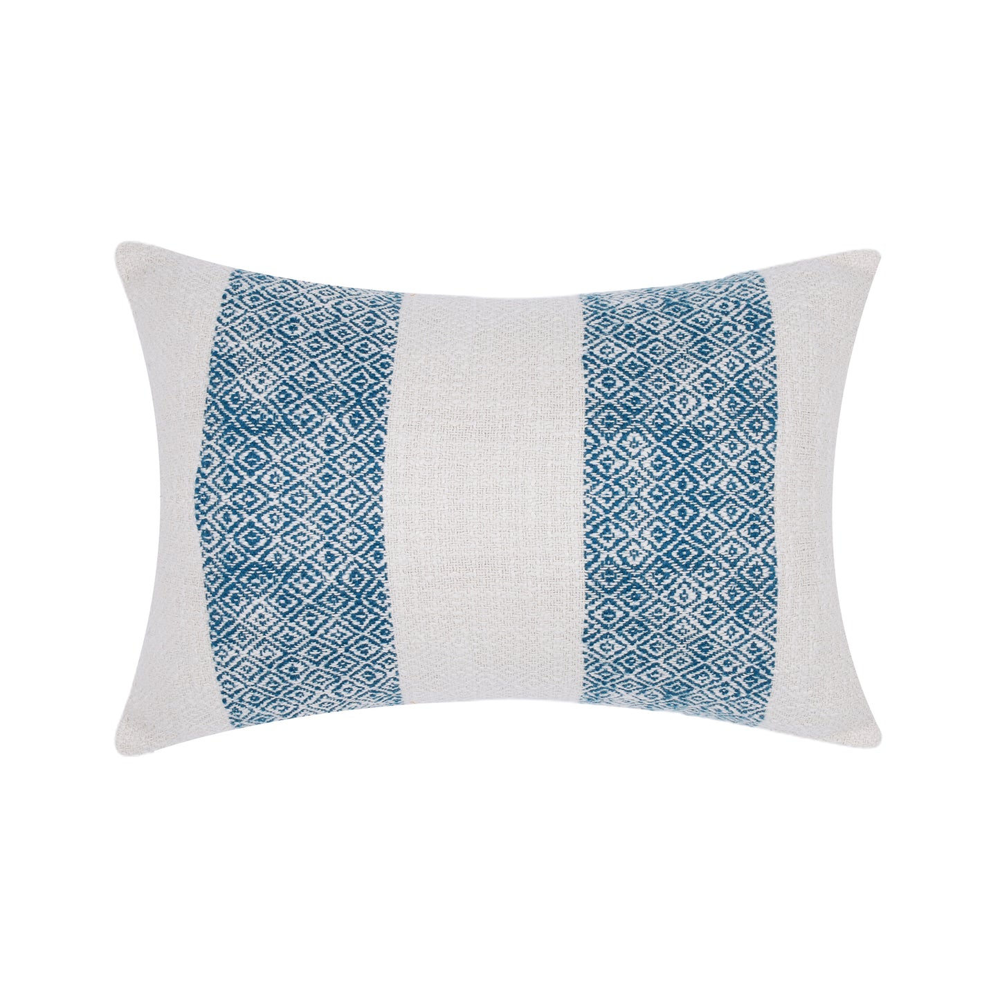 NUEVOSGHAR Cotton Pillow Cover | Rectangle Pillow for Sofa, Bed, Office | Home Decorative Pillow Cover for Bedroom,| Cotton Jacquard Vertical Band Stripe| Soft Eco Friendly | 14x20 Inch_ Beige/Blue