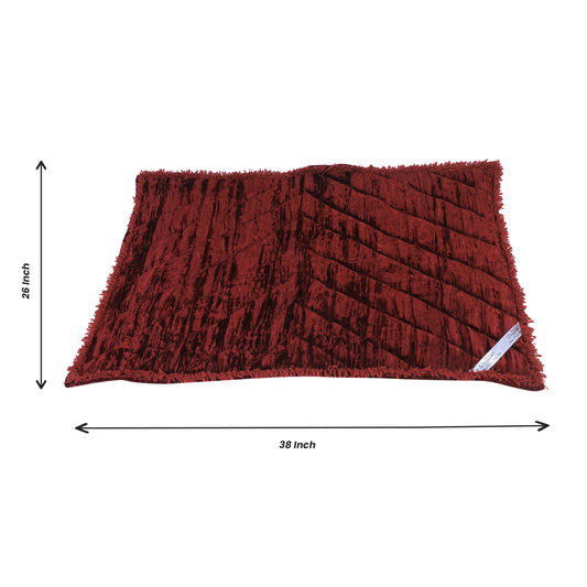 NUEVOS DOGGADIL Velvet Flat Pet Bed | Washable Padded Pet Bed| Light Weighted Dog Bolster Mat Maroon