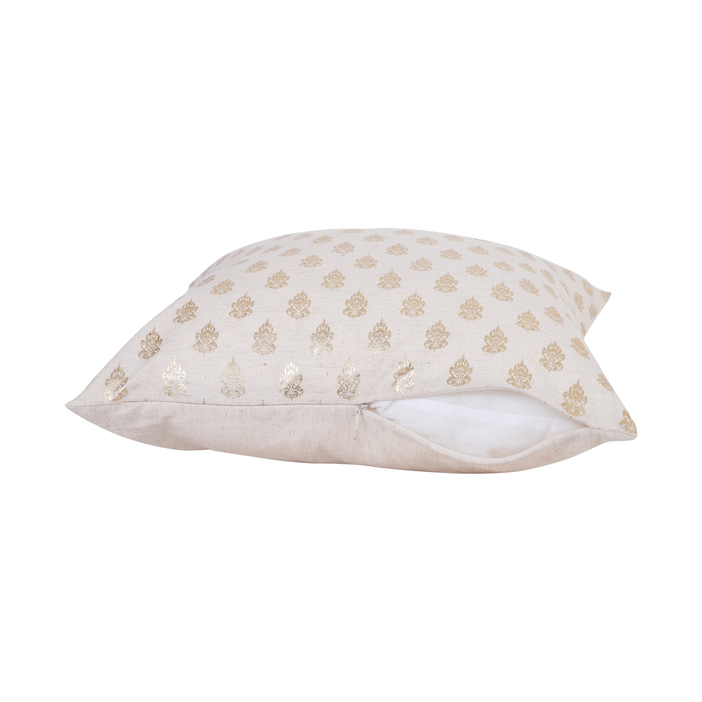 NUEVOSGHAR Cotton Printed Cushion Cover | Square Cushion Cover For Bedding/Sofa/Couch | Home Decorative Cushion Covers | Pack of 1 piece | 18x18 Inch_Beige