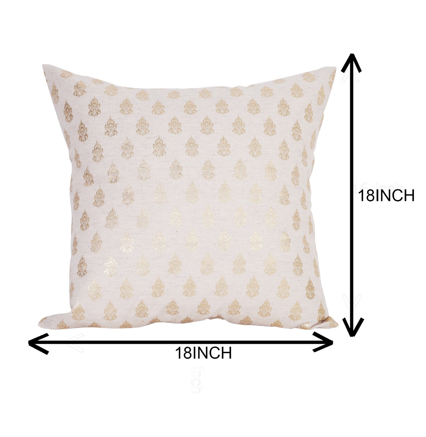 NUEVOSGHAR Cotton Printed Cushion Cover | Square Cushion Cover For Bedding/Sofa/Couch | Home Decorative Cushion Covers | Pack of 1 piece | 18x18 Inch_Beige