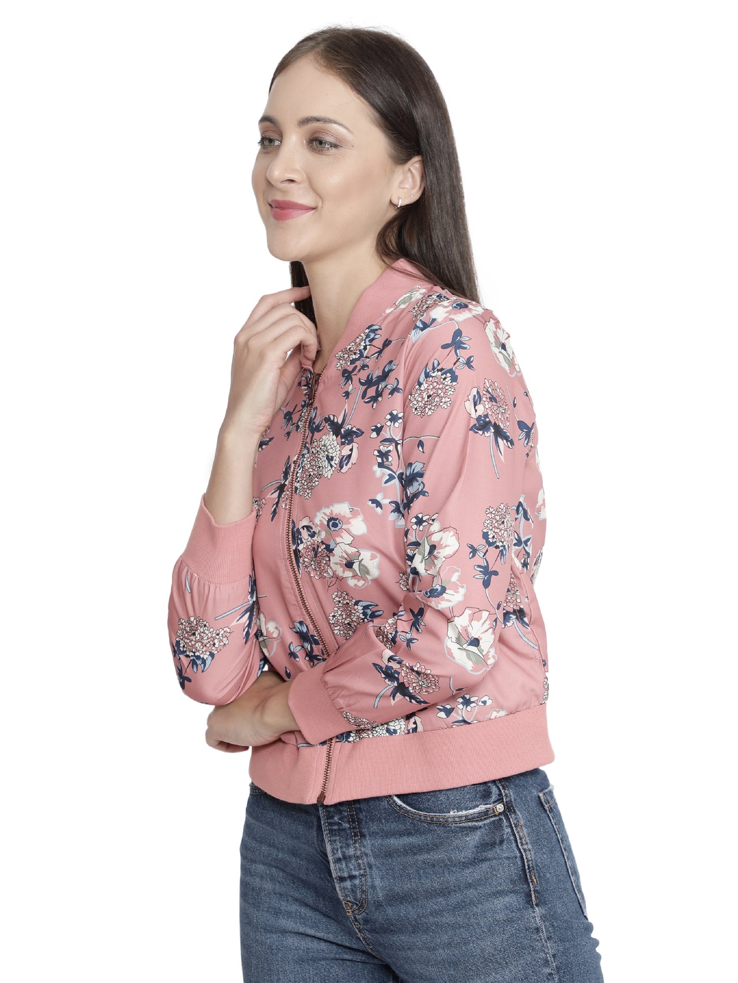 NUEVOSDAMAS Women Full Sleeve Polyester Printed Bomber Jacket
