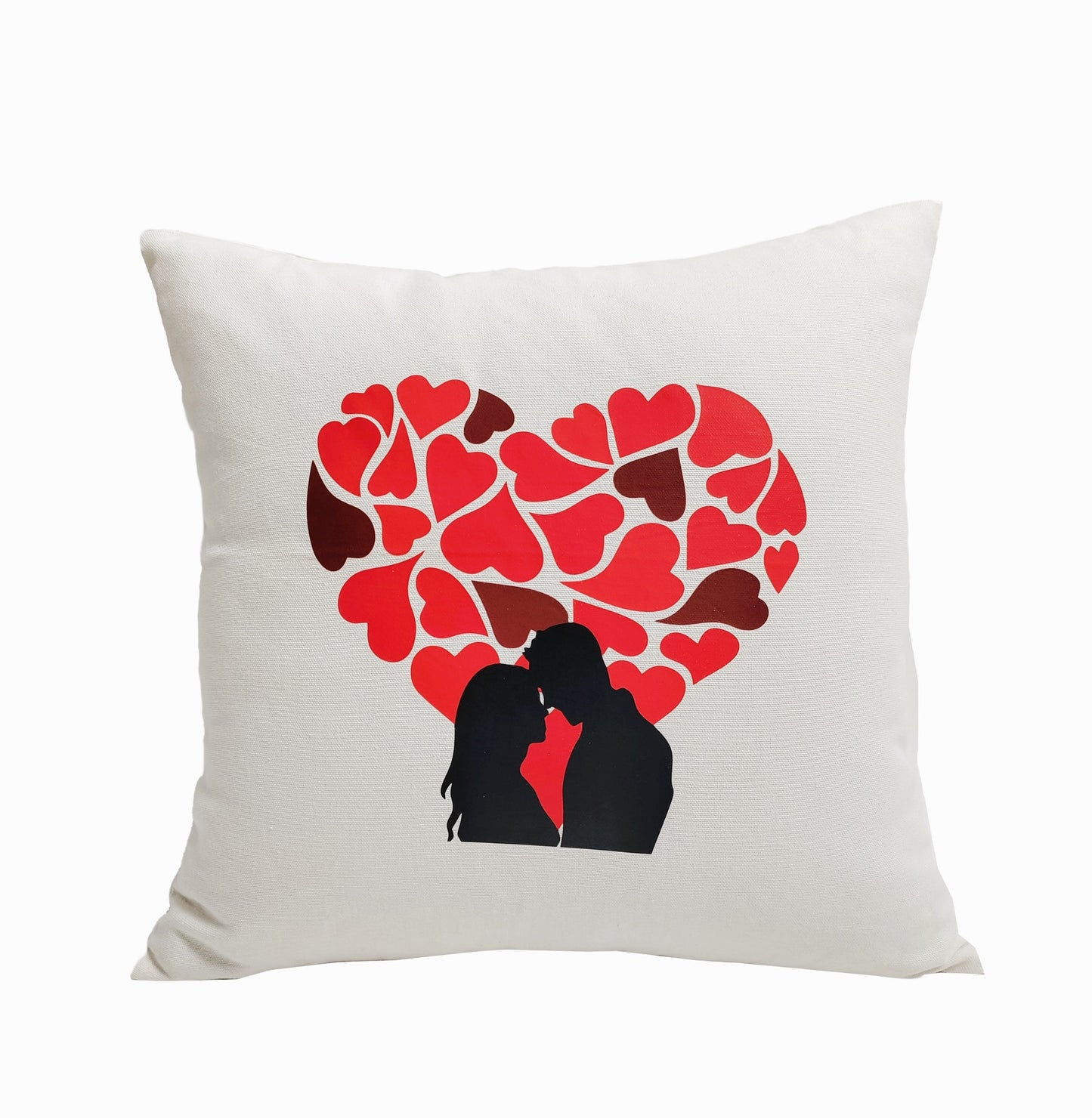 Valentine's Day Cotton Printed Cushion | Couple Printed Cushion Gift | Valentine Gift for Boyfriend Girlfriend | Couples Gift for Him/Her |16x16 Inch_Ivory_2