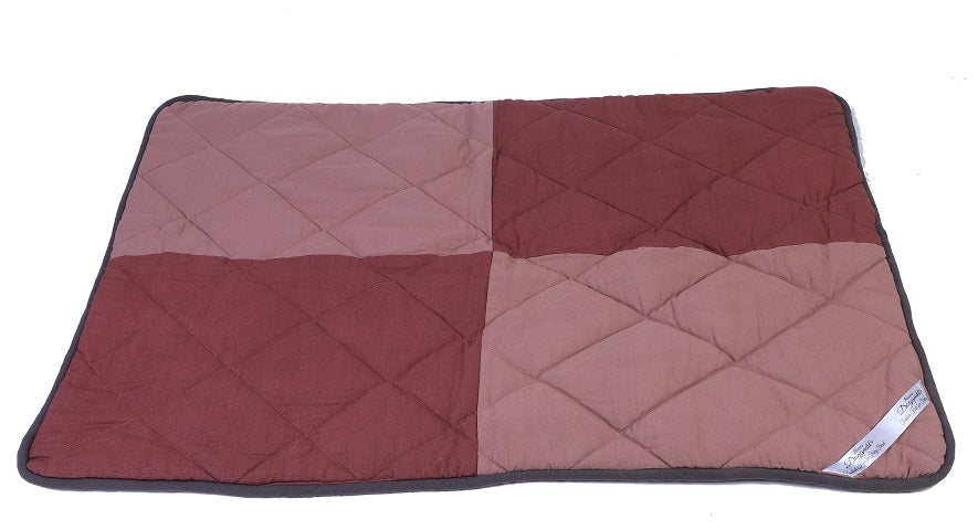 NUEVOS DOGGADIL Cotton Canvas Color Blocked Rectangle Pet Bed Mattress | Washable Padded Pet Bed| Light Weighted Dog Flat Mat Mauve/Dark Mauve