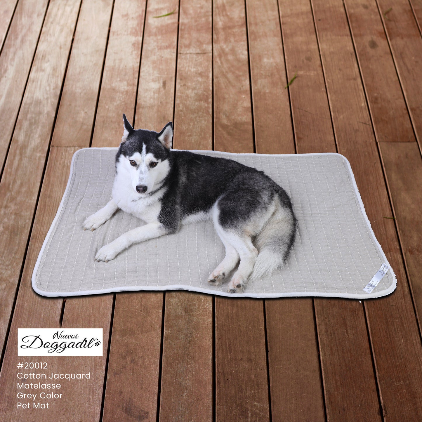 NUEVOS DOGGADIL Cotton Jacquard Rectangle Cat Dog Pet Bed Mattress | Foldable/Reversible Padded Pet Mat| Light Weighted Mattress Grey