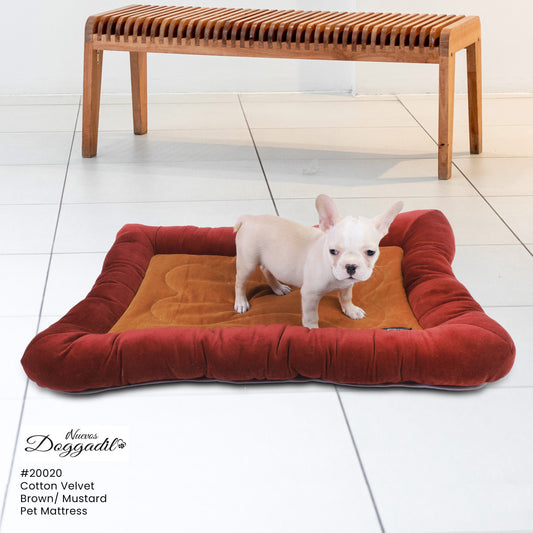 NUEVOS DOGGADIL Velvet Bolster Rectangle Pet Bed | Washable Padded Pet Bed| Light Weighted Dog Bolster Mat Rust/Maroon