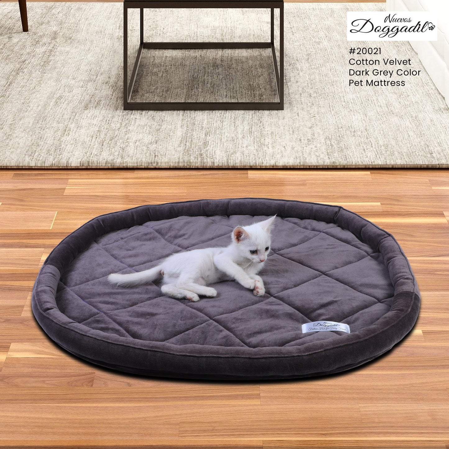 NUEVOS DOGGADIL Velvet Bolster Pet Bed | Washable Padded Pet Bed| Light Weighted Dog Bolster Mat Grey
