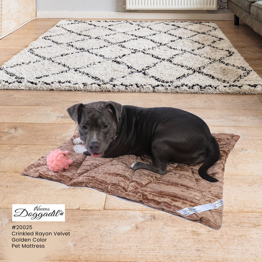 NUEVOS DOGGADIL Velvet Flat Pet Bed | Washable Padded Pet Bed| Light Weighted Dog Bolster Mat Beige