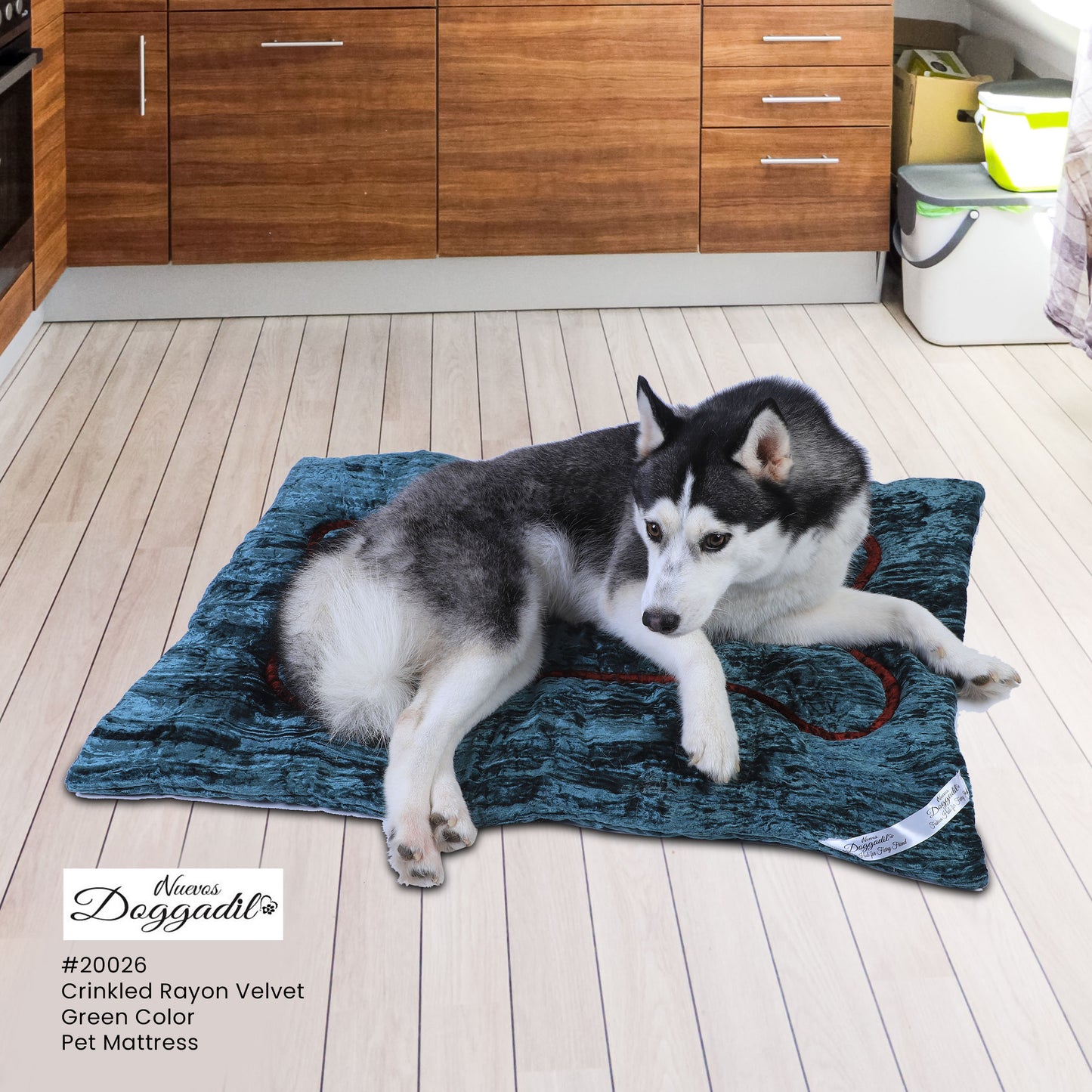 NUEVOS DOGGADIL Velvet Flat Pet Bed | Washable Padded Pet Bed| Light Weighted Dog Bolster Mat Green