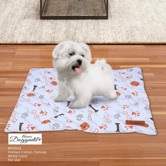 NUEVOS DOGGADIL Printed Pet Bed Mattress | Cotton Canvas Rectangle Flat Bed | Washable Padded Pet Bed| Light Weighted Dog Flat Mat Rust/White