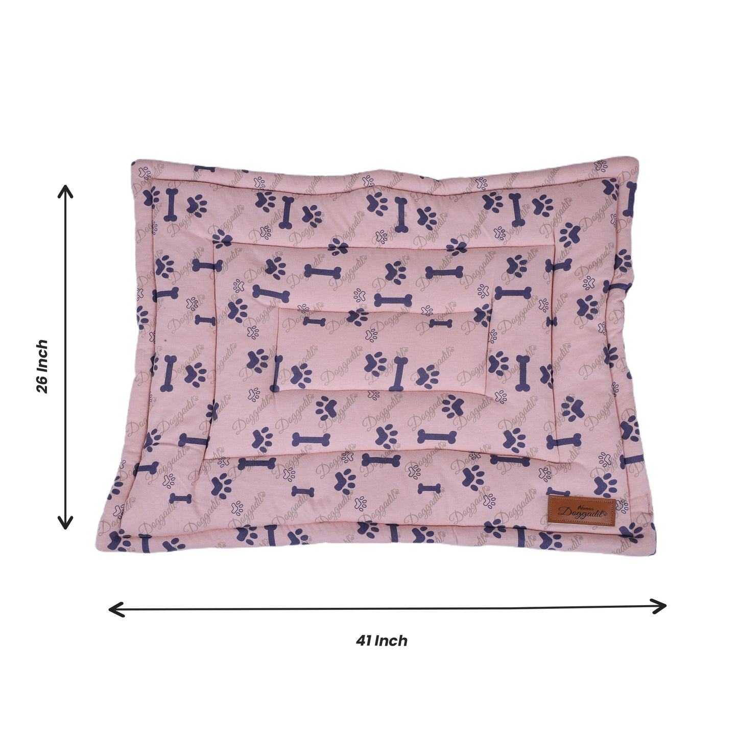 NUEVOS DOGGADIL Printed Pet Bed Mattress | Soft Cozy Cotton Rectangle Flat Bed | Washable Padded Pet Bed| Light Weighted Dog Flat Mat Blue/ Pink
