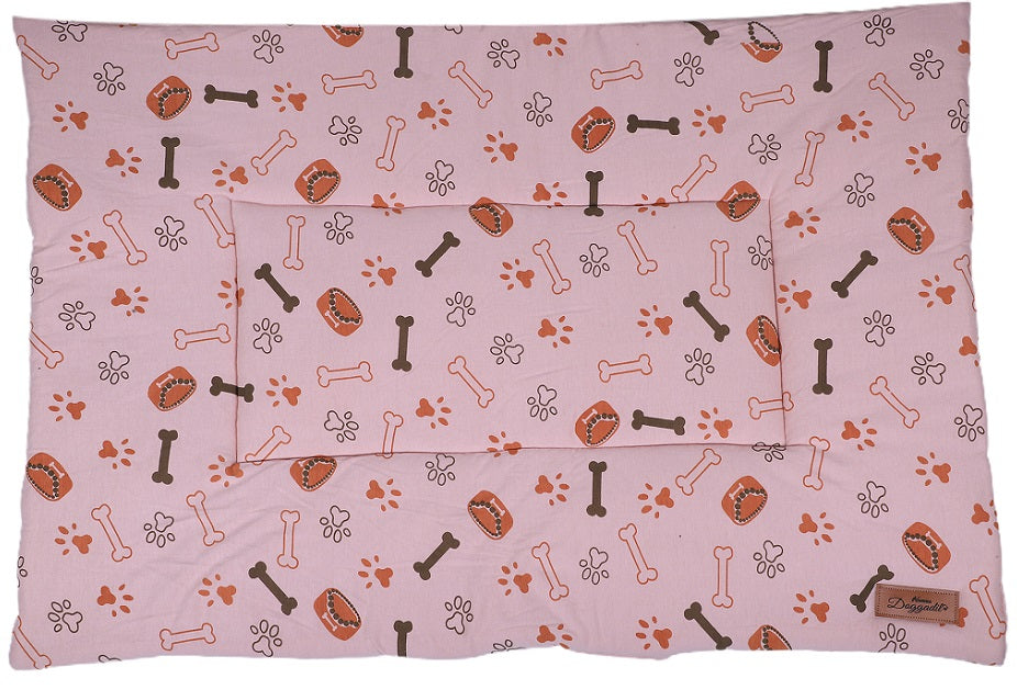 NUEVOS DOGGADIL Printed Pet Bed Mattress | Soft Cozy Cotton Rectangle Flat Bed | Washable Padded Pet Bed| Light Weighted Dog Flat Mat Rust/ Pink