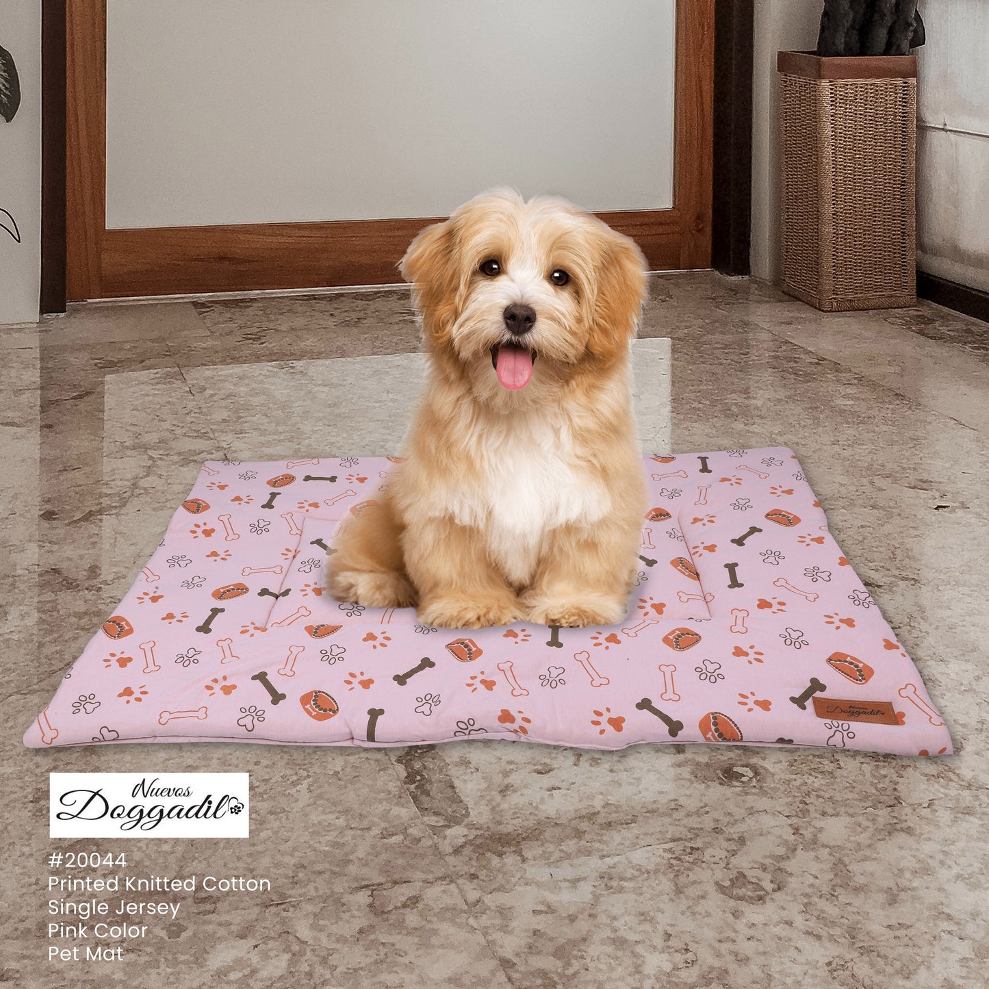 NUEVOS DOGGADIL Printed Pet Bed Mattress | Soft Cozy Cotton Rectangle Flat Bed | Washable Padded Pet Bed| Light Weighted Dog Flat Mat Rust/ Pink