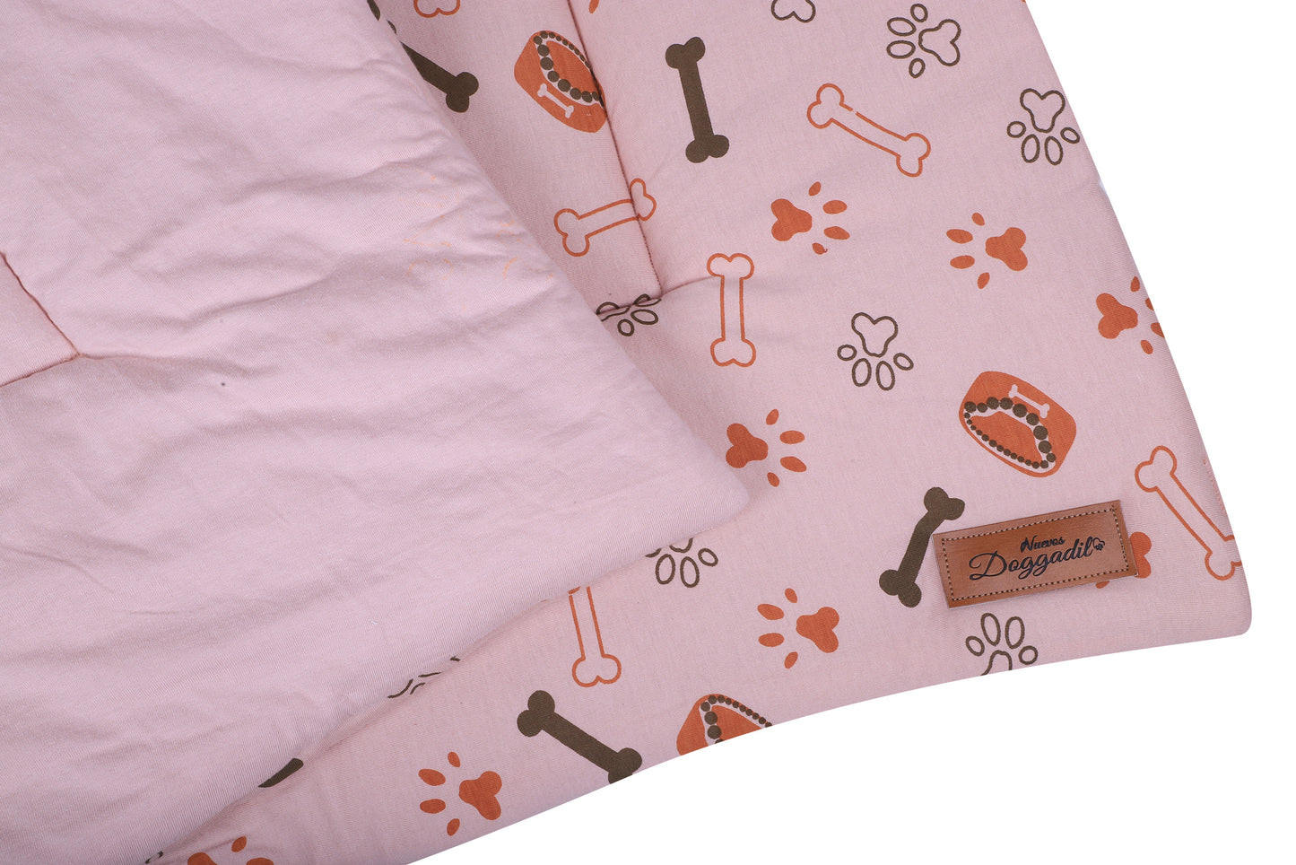 NUEVOS DOGGADIL Printed Pet Bed Mattress | Soft Cozy Cotton Rectangle Flat Bed | Washable Padded Pet Bed| Light Weighted Dog Flat Mat Rust/ Pink