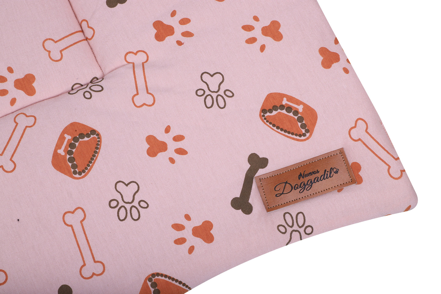 NUEVOS DOGGADIL Printed Pet Bed Mattress | Soft Cozy Cotton Rectangle Flat Bed | Washable Padded Pet Bed| Light Weighted Dog Flat Mat Rust/ Pink
