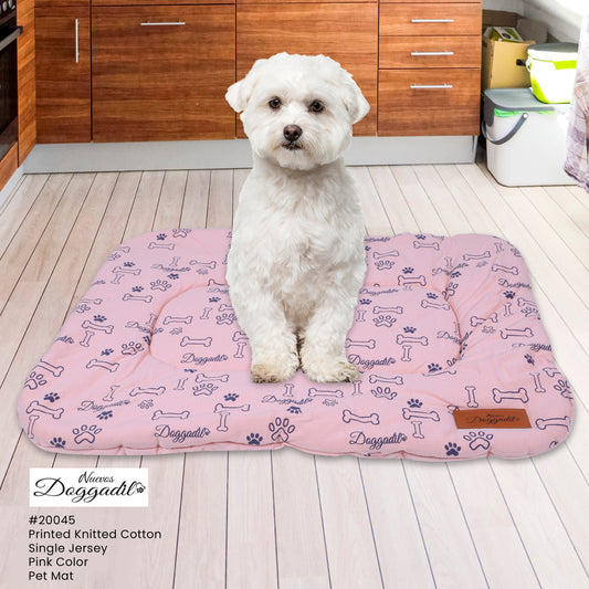 NUEVOS DOGGADIL Printed Pet Bed Mattress | Soft Cozy Cotton Rectangle Flat Bed | Washable Padded Pet Bed| Light Weighted Dog Flat Mat Pink/ Blue
