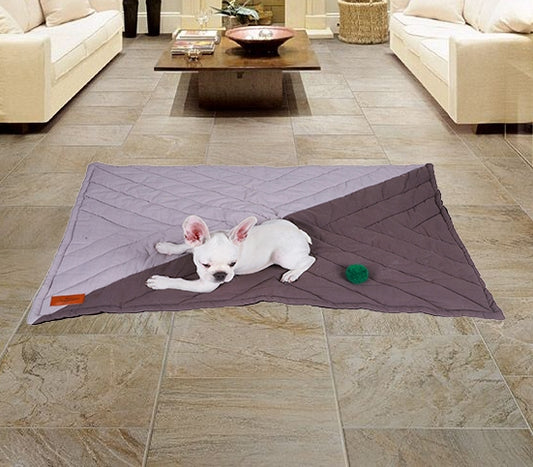 NUEVOS DOGGADIL Cotton Canvas Color Blocked Rectangle Pet Bed Mattress | Washable Padded Pet Bed| Light Weighted Dog Flat Mat Grey/ Dark Grey