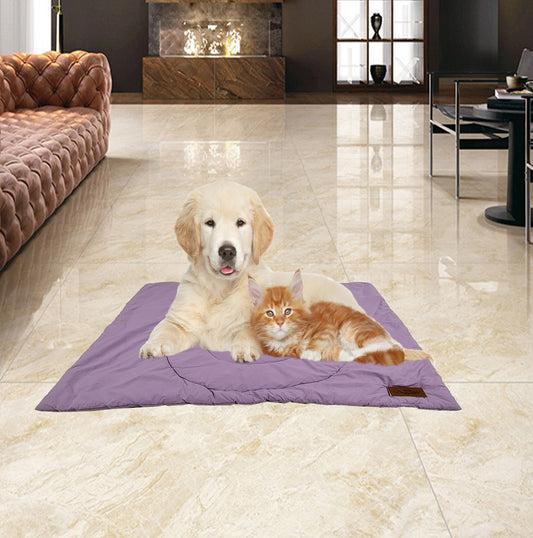 NUEVOS DOGGADIL Solid Cotton Quilted Rectangle Pet Bed Mattress | Washable Padded Pet Bed| Light Weighted Dog Mattress Purple