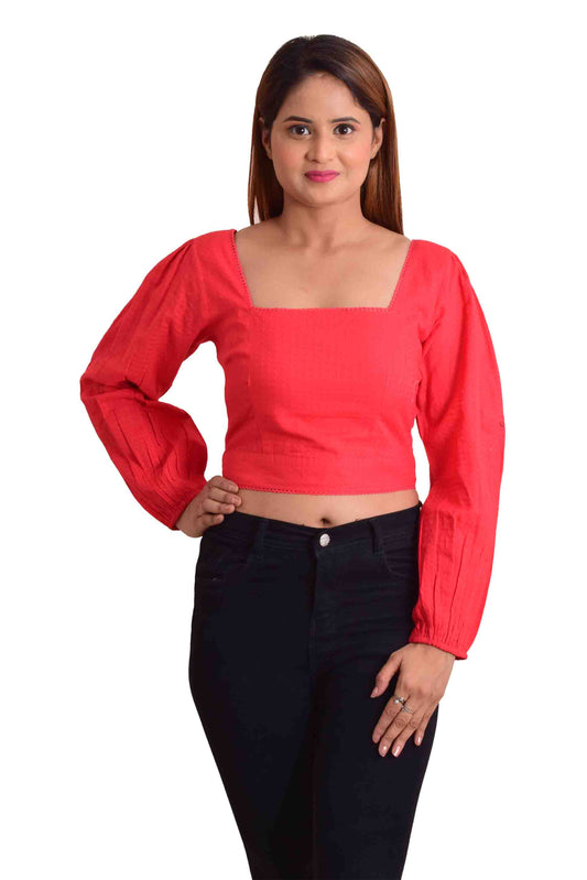 Casual Regular Sleeves Solid Women Red Top