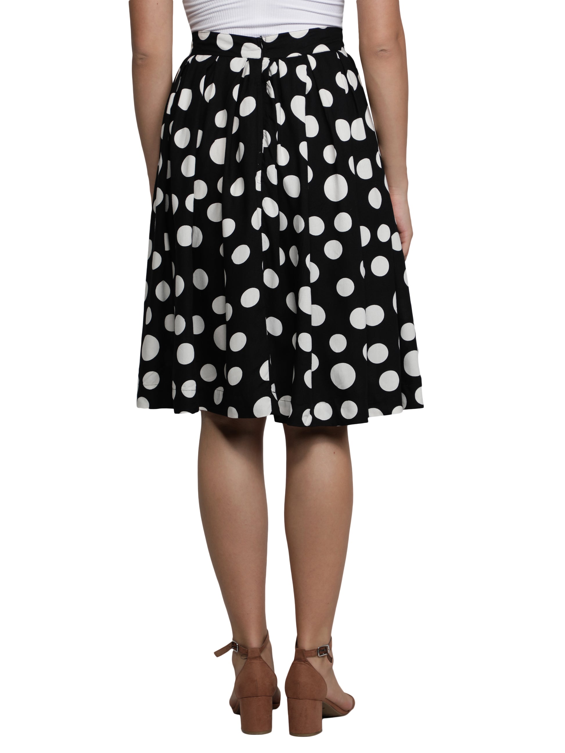 Women Polka Print A-line Black, White Skirt freeshipping - NUEVOSDAMAS