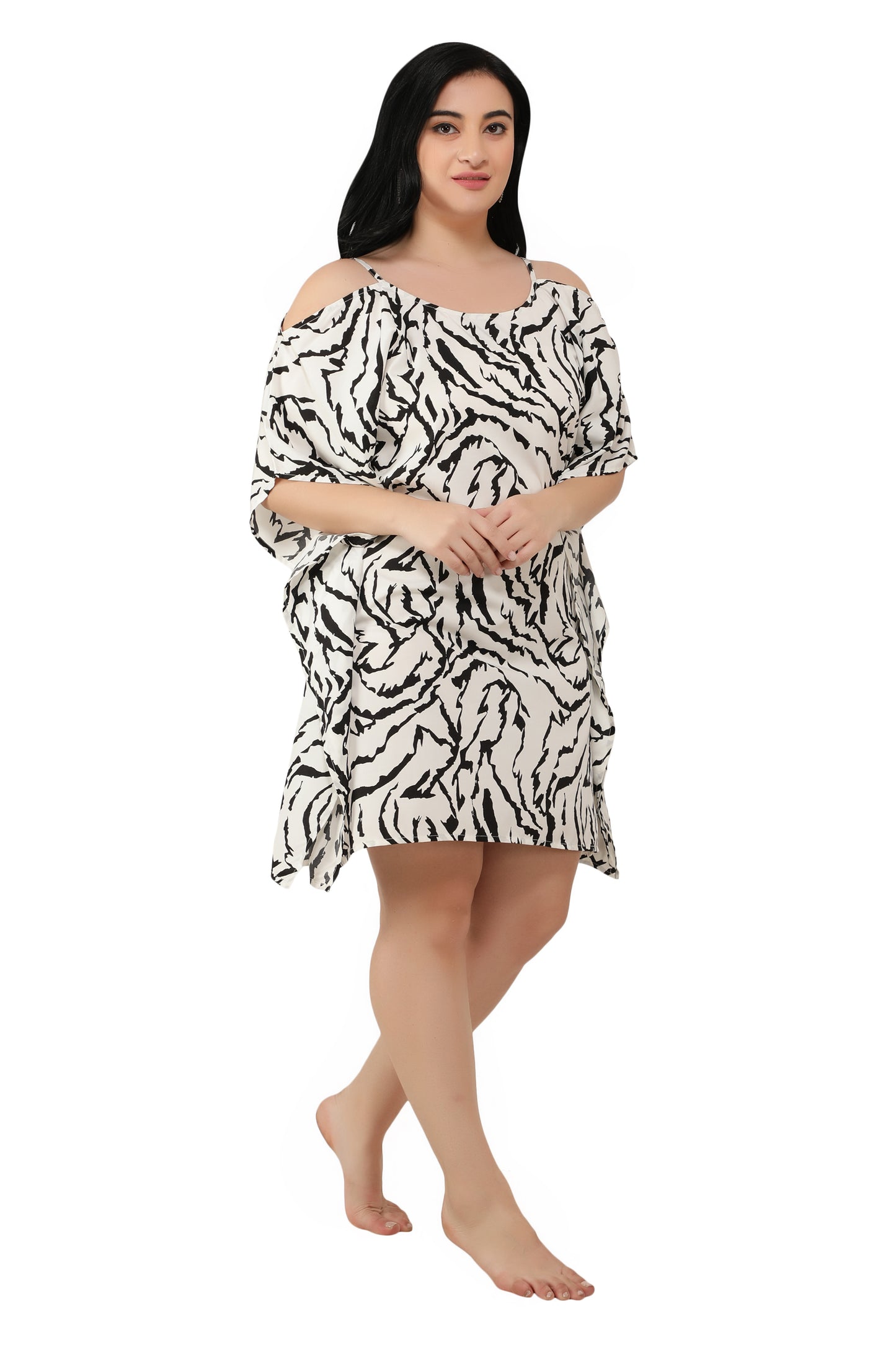 NUEVOSDAMAS Women Crepe Zebra Printed Kaftan