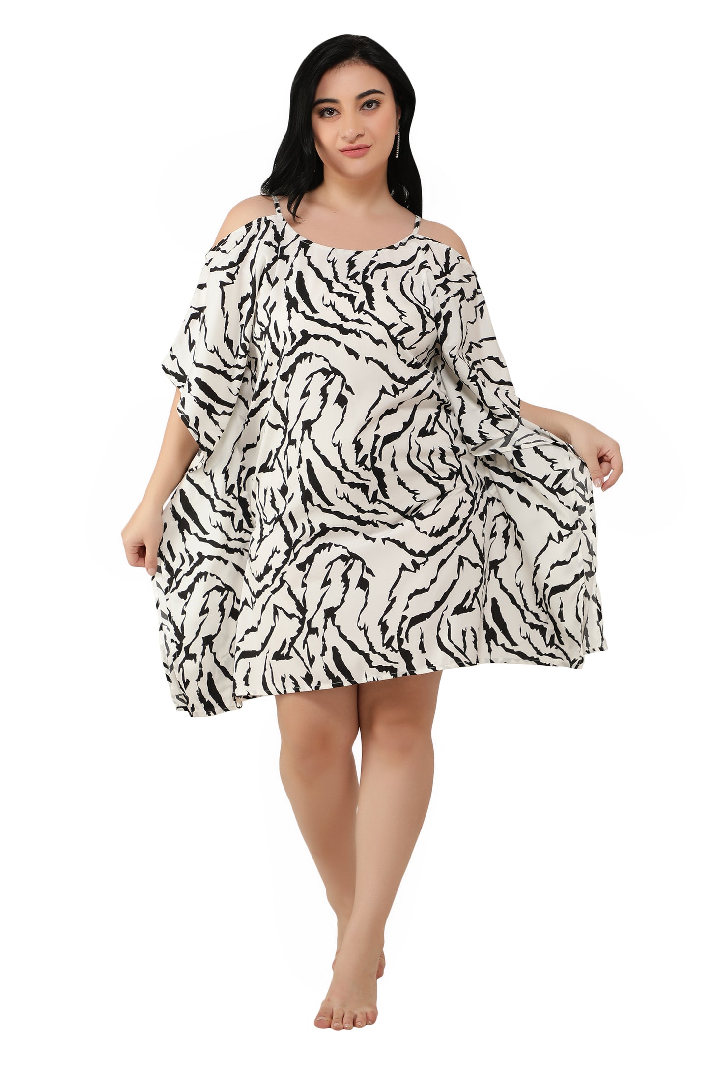 NUEVOSDAMAS Women Crepe Zebra Printed Kaftan