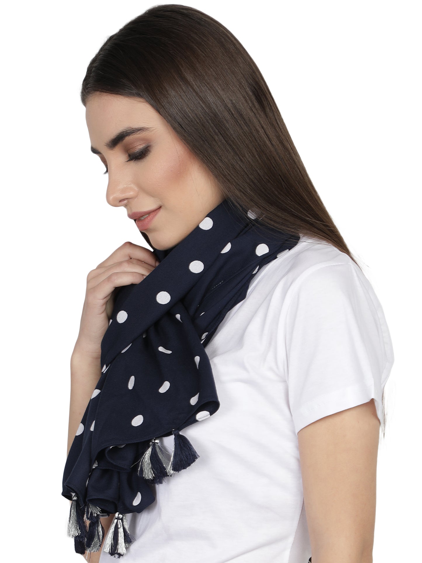 Pure Cotton Yarn Dyed Check Stole Scarf With Tassels (Black)