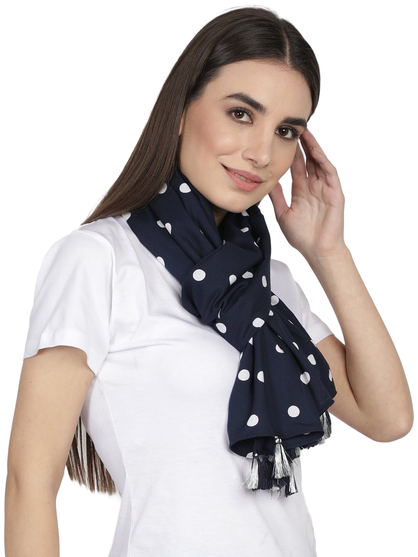Pure Cotton Yarn Dyed Check Stole Scarf With Tassels (Black)