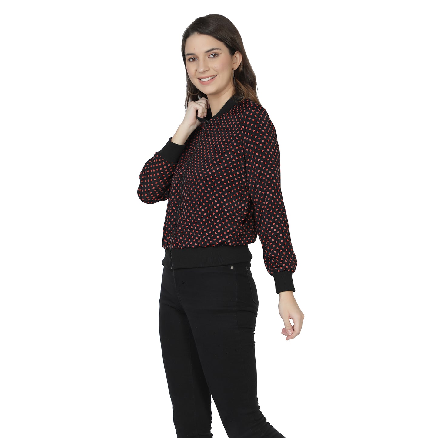 NUEVOSDAMAS Women Full sleeve Multi Floral Printed Bomber Jacket