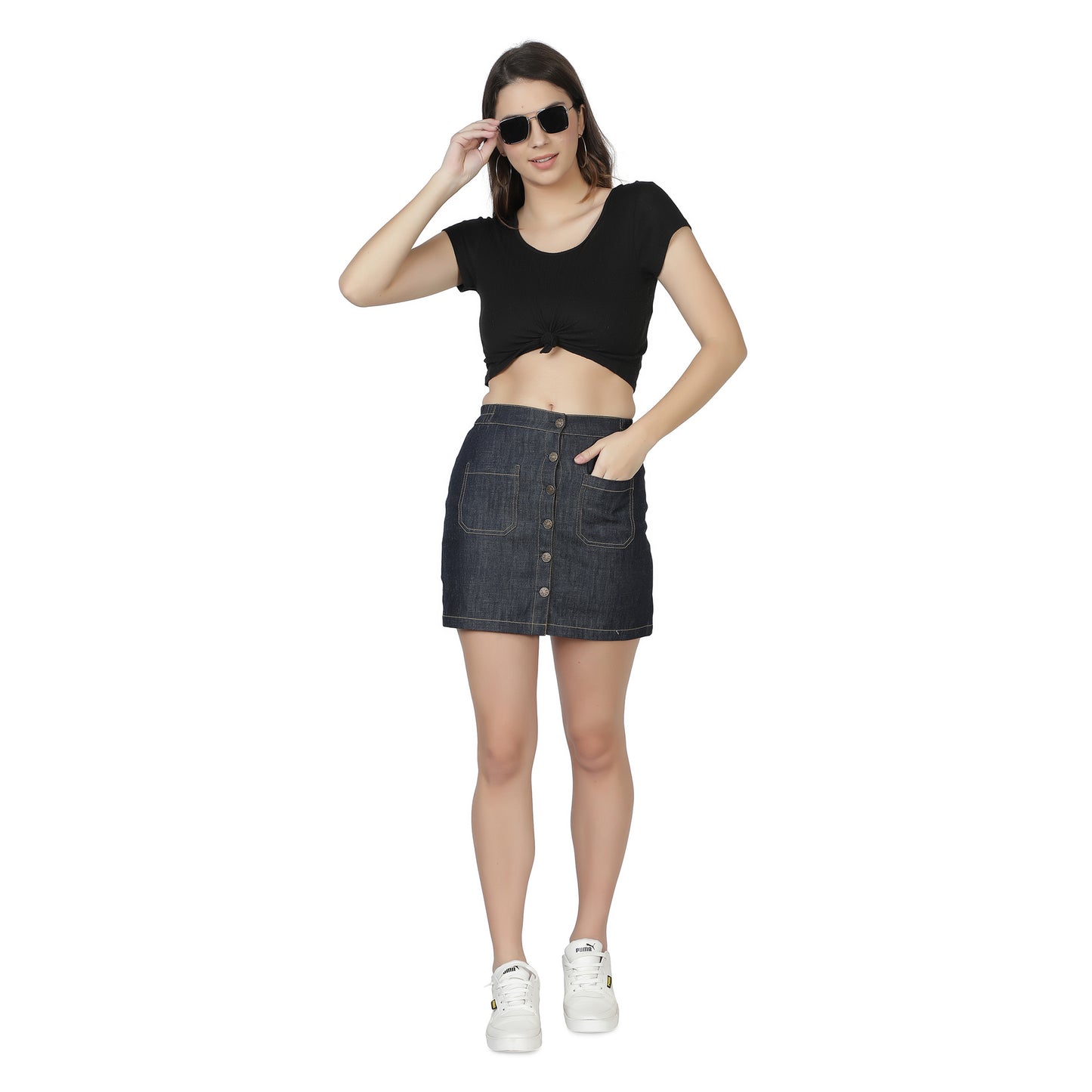 Women Straight Dark Blue Skirt