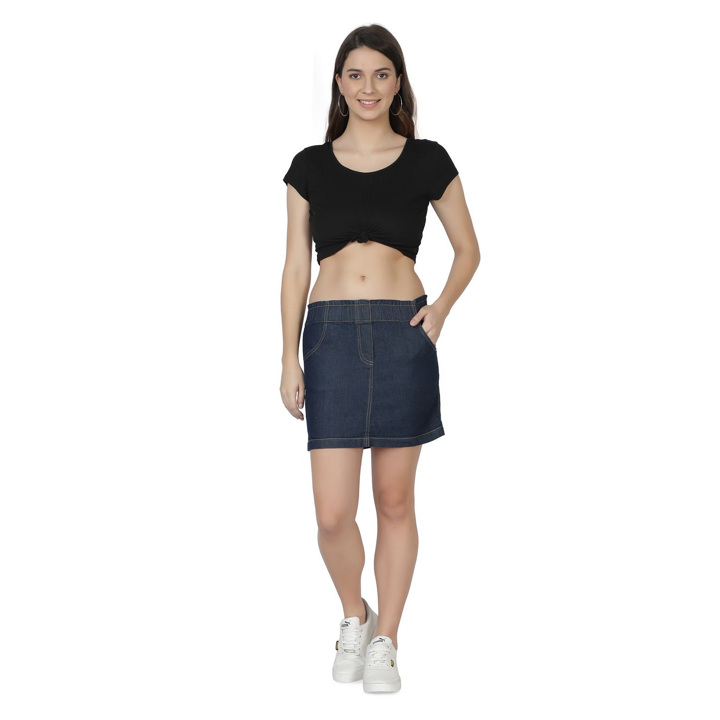 Women Straight Dark Blue Skirt