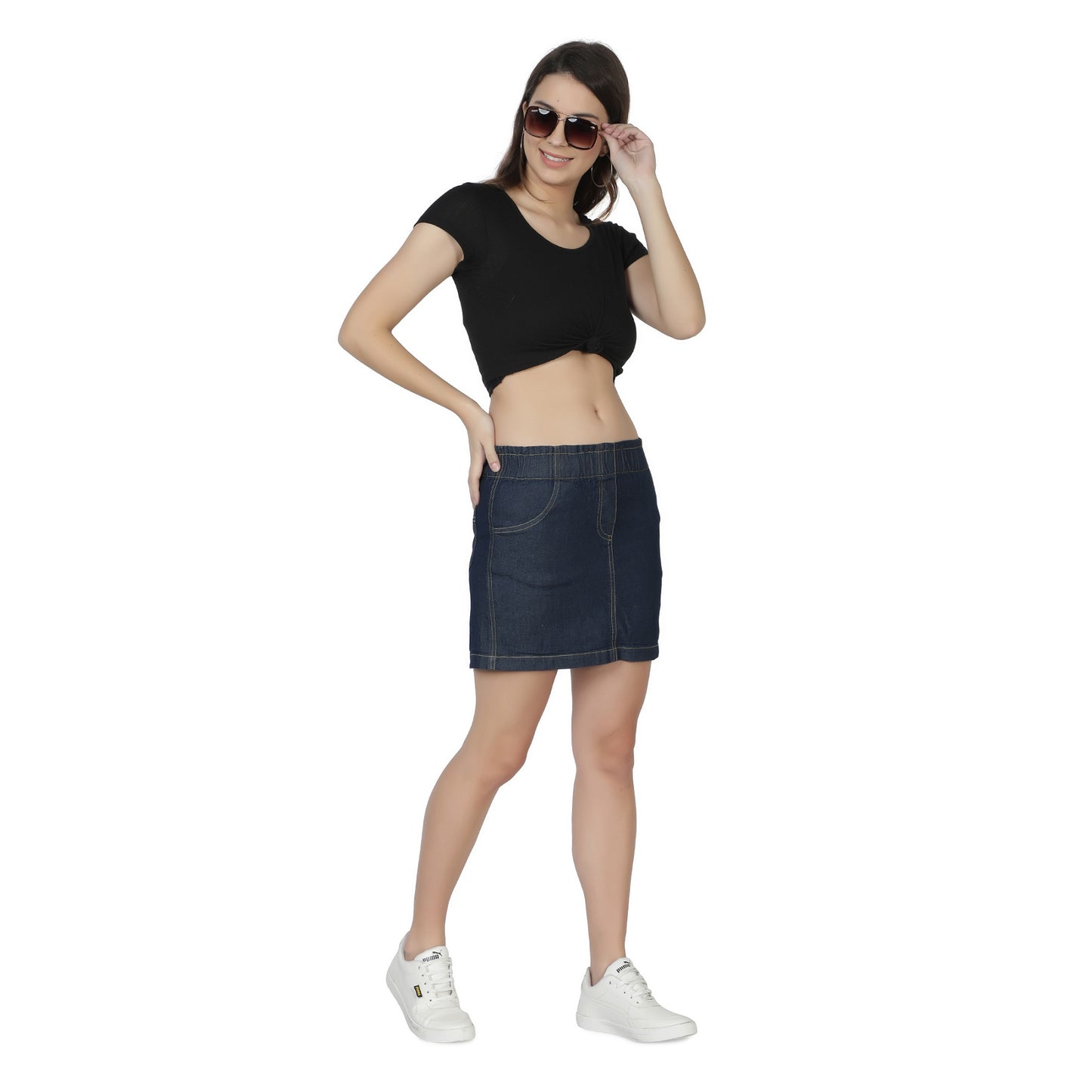 Women Straight Dark Blue Skirt