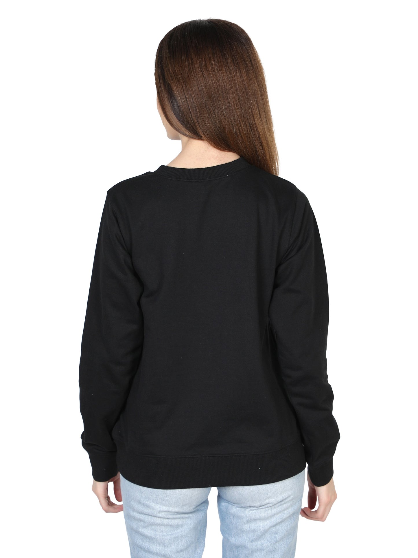 NUEVOSDAMAS Women's Cotton Blend Turtle Neck Printed Winter Sweatshirt (Black )
