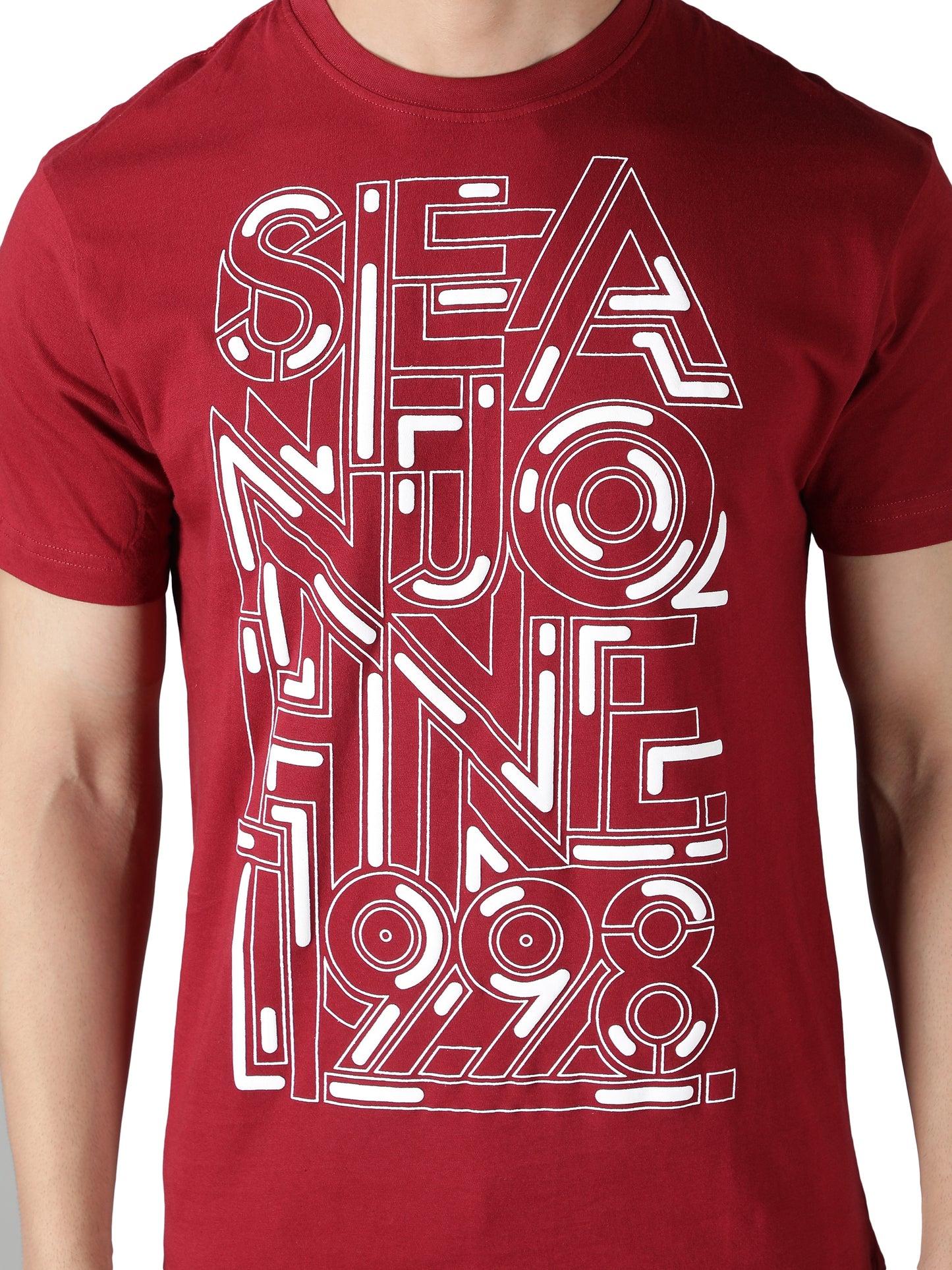 NUEVOSPORTA Men's Cotton Graphic Printed Maroon T-Shirt