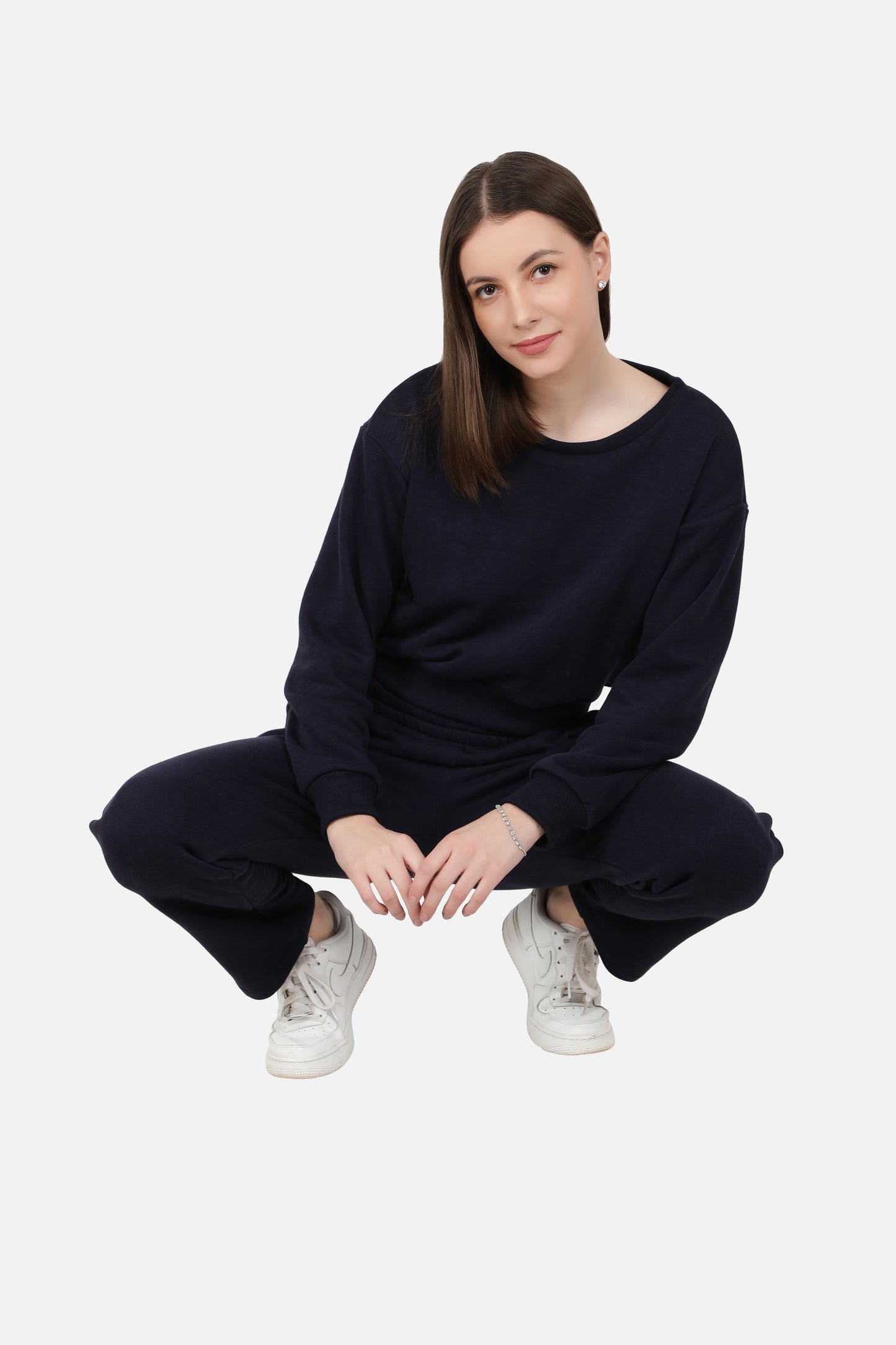 NUEVOSDAMAS Women Blue Full Sleeves Tracksuit