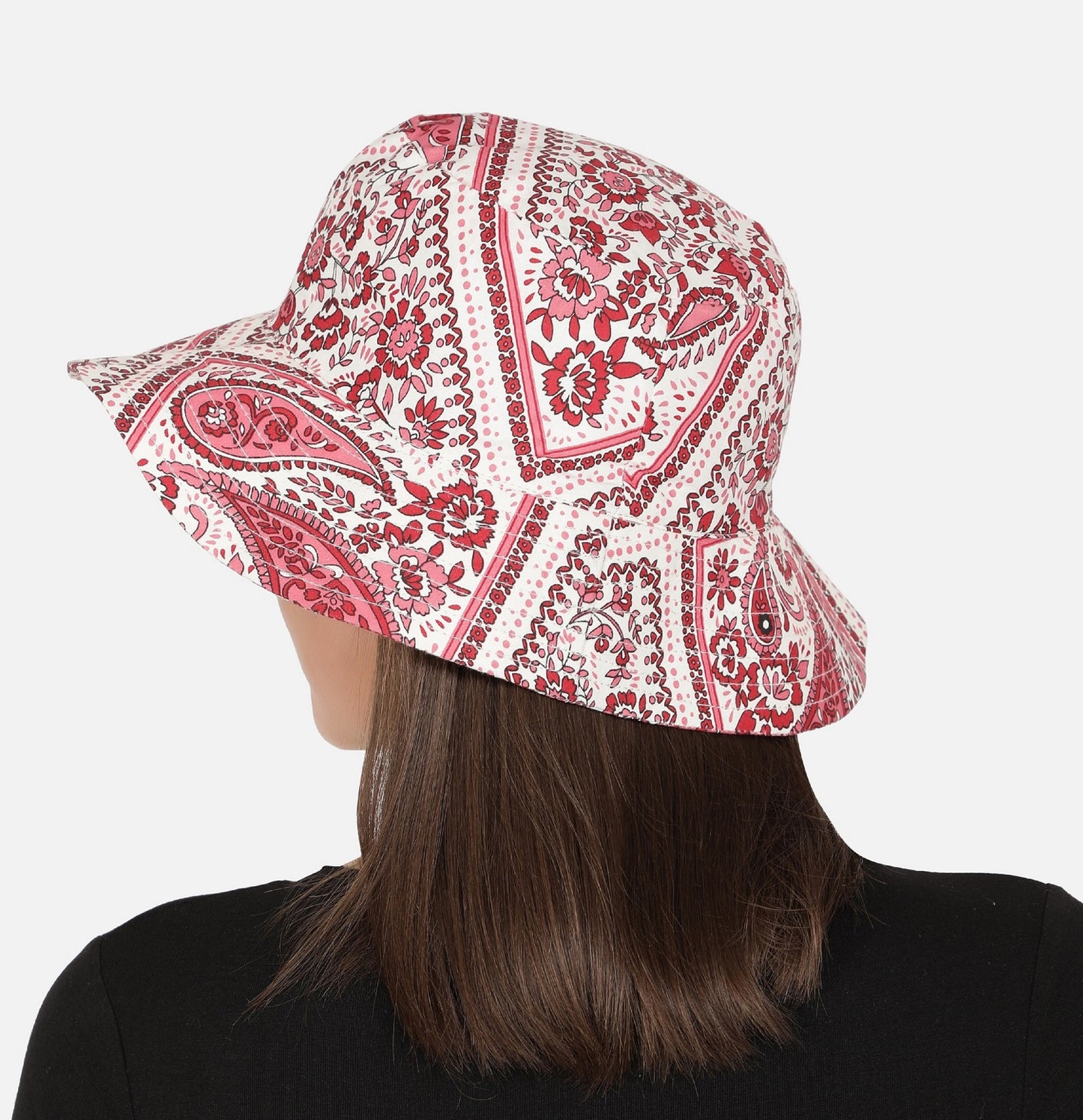 NUEVOSDAMAS Women Circular Cotton Cambric Paisely Printed Sun Hat