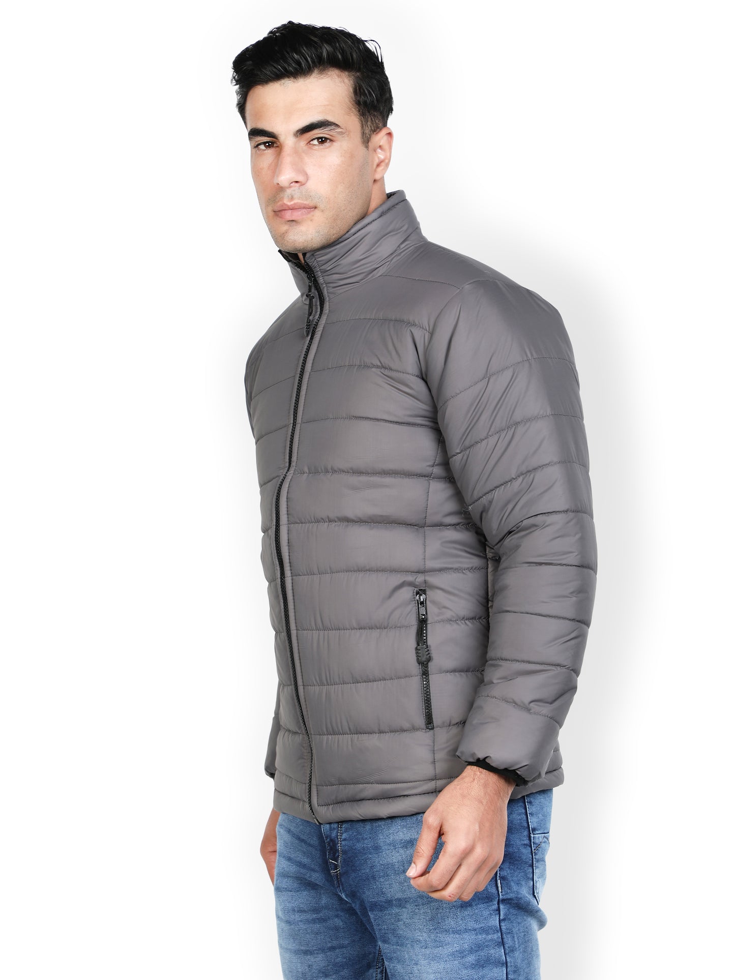 NUEVOSPORTA Men's Winter Solid Grey Puffer jacket