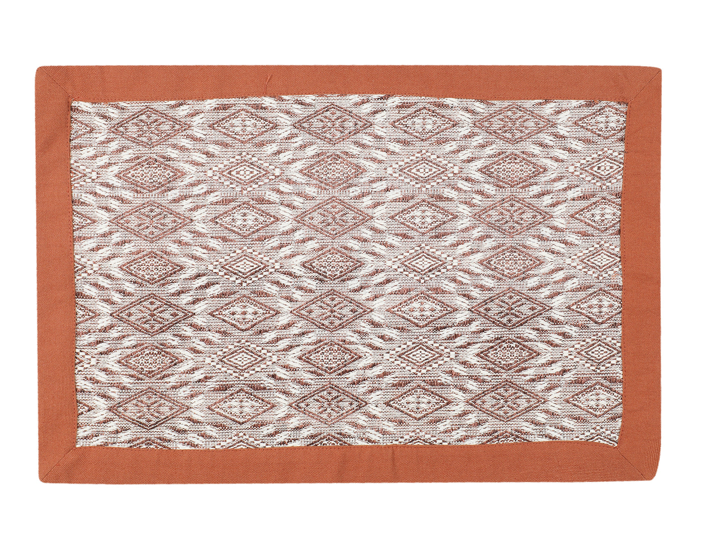 Heat Resistant Cotton Table Runner with Placmats Set (Pack of 7- 1 Runner and 6 placemats)-Beige/ Brown