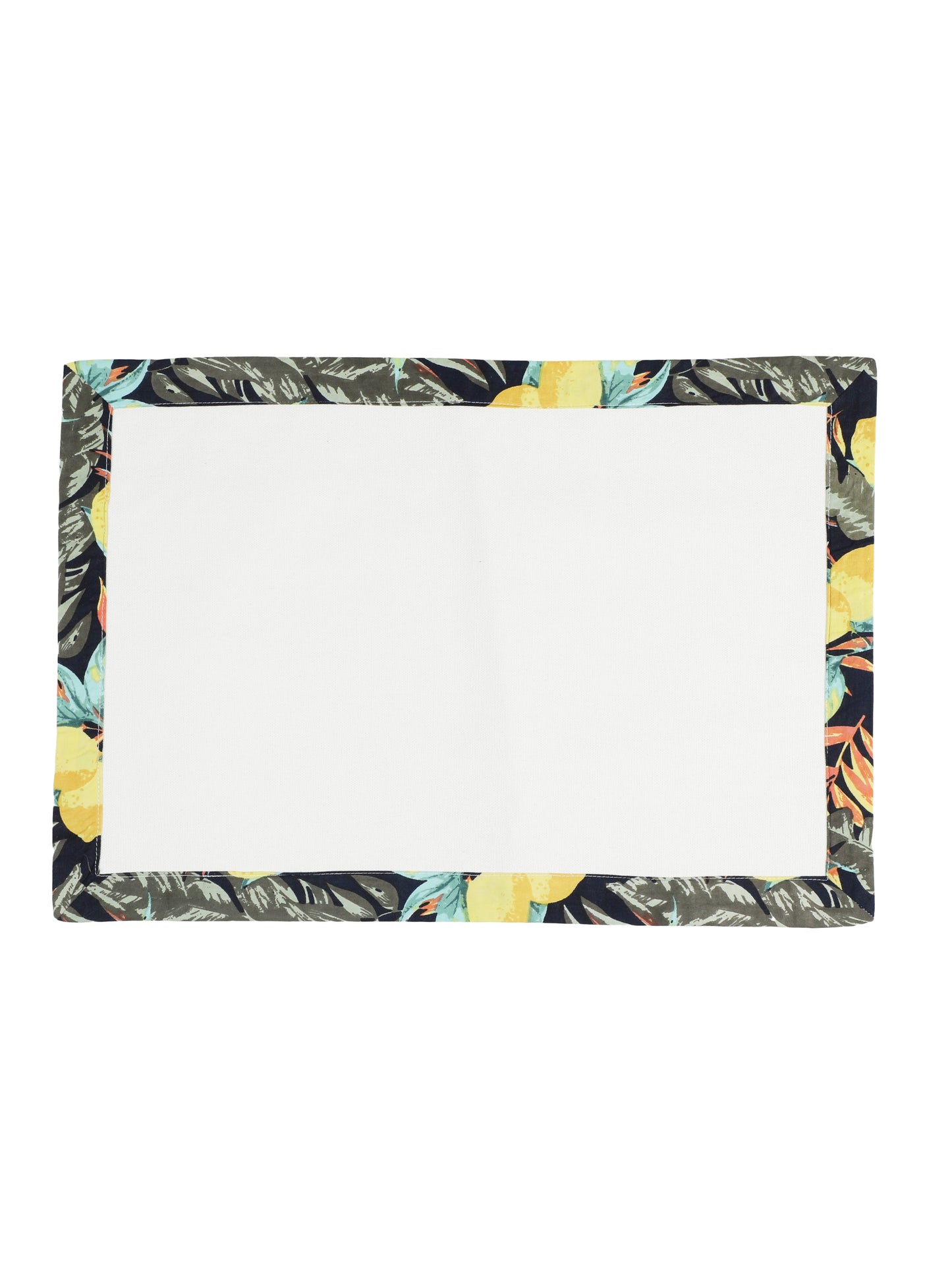NUEVOSGHAR Printed Patch Work Table Runner with Tassles and Placemats -7 Pcs Set_Multi/Ivory