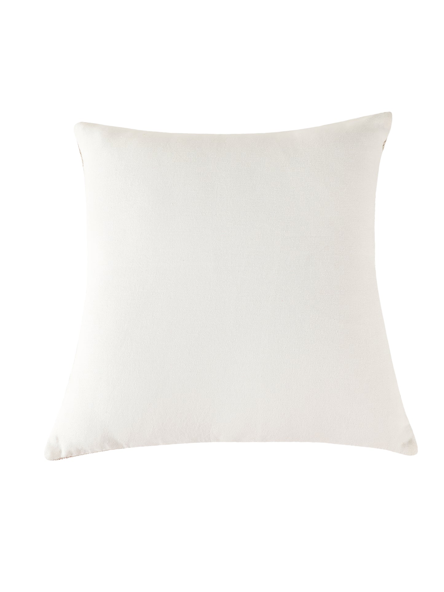 Cotton Jacquard Horizontal Band Tuffted Cushion Cover (set of 2) | Tufted Boho Shaggy Square Cushion Cover For Sofa, Bed, Office | Decorative Handmade Cushion Cover | 18x18 Inch | White/ Peach