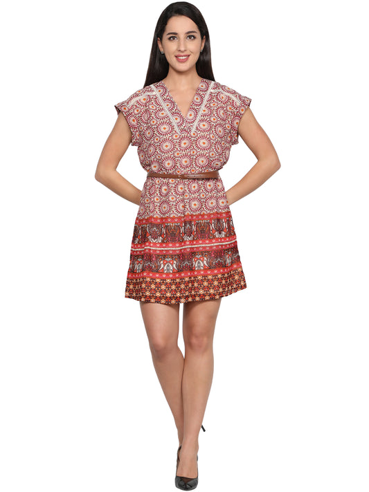 NUEVOSDAMAS Women Georgette Graphic Printed Designer A-line Midi Dress